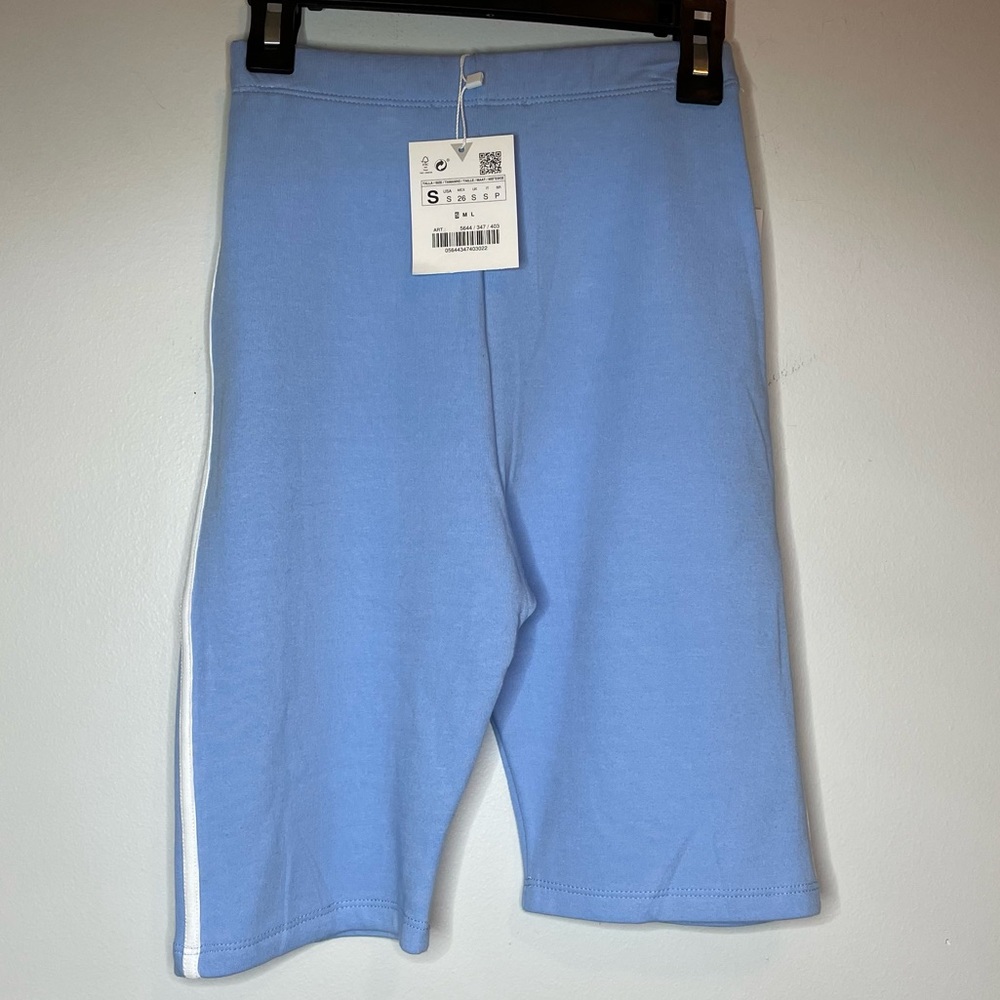 ZARA Blue Bike Shorts with Stripe